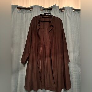 Thin black linen trench coat